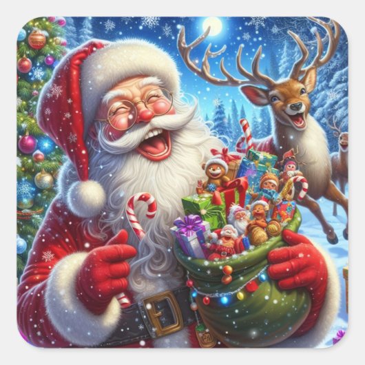 Santa en rendieren stickers (Voorkant)