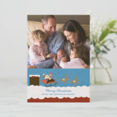 Santa- en rendierfeestdag-fotokaart feestdagenkaart (Staand voorkant)