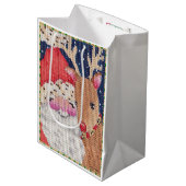 Santa en Rudolf Gift-tas Medium Cadeauzakje (Voorkant Gekanteld)