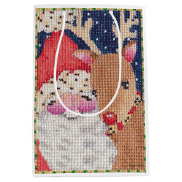 Santa en Rudolf Gift-tas Medium Cadeauzakje