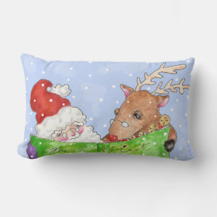 Santa en Rudolf met de lijst Kussen