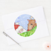 Santa en Rudolf met de lijst Ronde Sticker (Envelop)