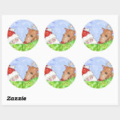 Santa en Rudolf met de lijst Ronde Sticker (Vel)