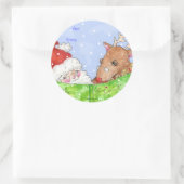 Santa en Rudolf met de lijst Ronde Sticker (Tas)