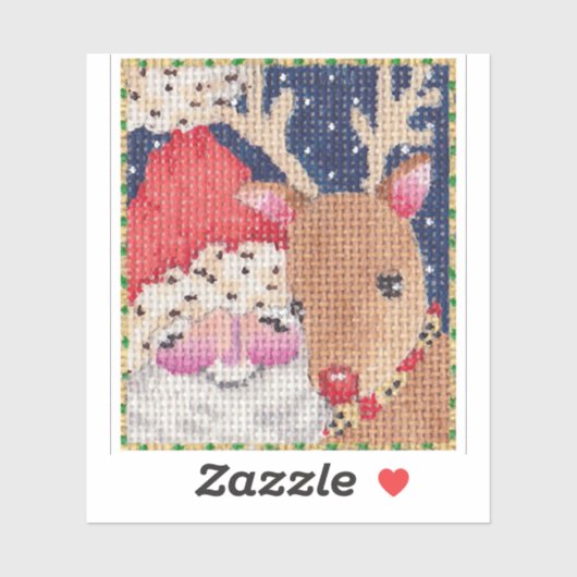 Santa en Rudolf Sticker (Vel)