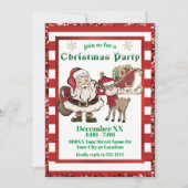 Santa en Rudolph Candy Cane Kerstfeest Kaart (Voorkant)