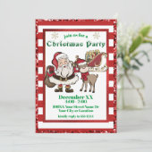 Santa en Rudolph Candy Cane Kerstfeest Kaart (Staand voorkant)