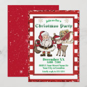 Santa en Rudolph Candy Cane Kerstfeest Kaart (Voorkant / Achterkant)