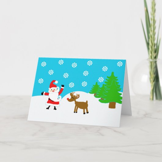 Santa en Rudolph Feestdagen Kaart (Voorkant)