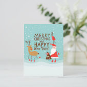 Santa en Rudolph Feestdagenkaart (Staand voorkant)