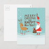 Santa en Rudolph Feestdagenkaart (Voorkant / Achterkant)