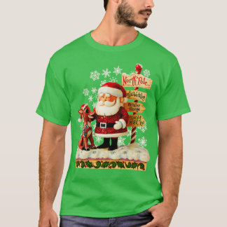 Santa en Rudolph Folk Art Style T-shirt