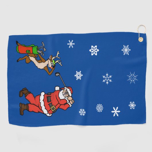 Santa en Rudolph Kerstmis Golf Handdoek (Horizontaal)