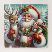 Santa en Rudolph Legpuzzel (Verticaal)