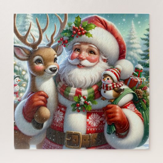 Santa en Rudolph Legpuzzel (Verticaal)