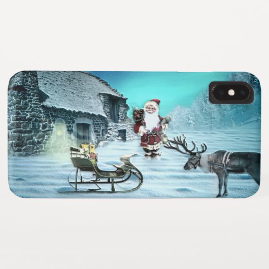 Santa en Rudolph met Sled Case-Mate iPhone Case (Achterkant (horizontaal))