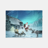 Santa en Rudolph met Sled Fleece Deken (Voorkant (Horizontaal))