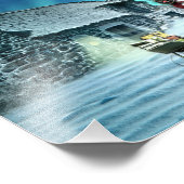 Santa en Rudolph met Sled Foto Afdruk (Hoek)