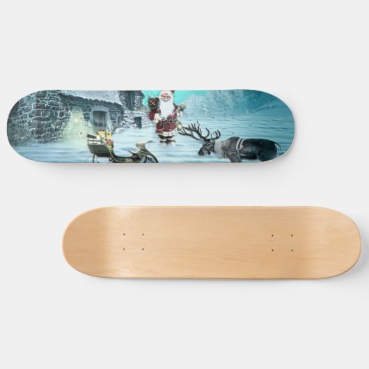 Santa en Rudolph met Sled Persoonlijk Skateboard (Horizontaal)