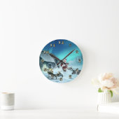 Santa en Rudolph met Sled Ronde Klok (Huis)