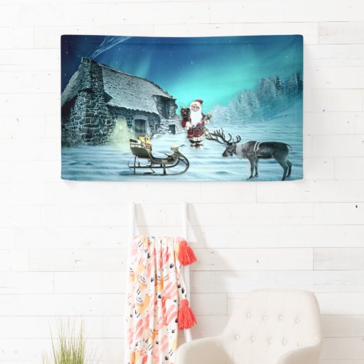 Santa en Rudolph met Sled Spandoek (Insitu)