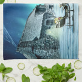 Santa en Rudolph met Sled Theedoek (Gevouwen)