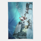 Santa en Rudolph met Sled Theedoek (Verticaal)