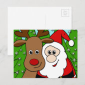 Santa en Rudolph selfie Feestdagenkaart (Voorkant / Achterkant)