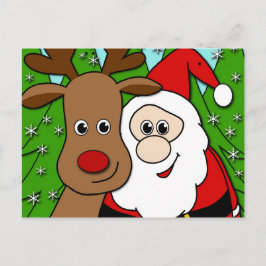 Santa en Rudolph selfie Feestdagenkaart