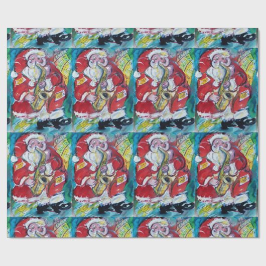 SANTA EN SAX, CHRISTMAS PARTIJ CADEAUPAPIER (Vlak)