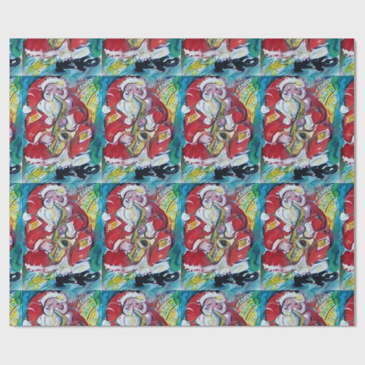 SANTA EN SAX, CHRISTMAS PARTIJ CADEAUPAPIER (Vlak)