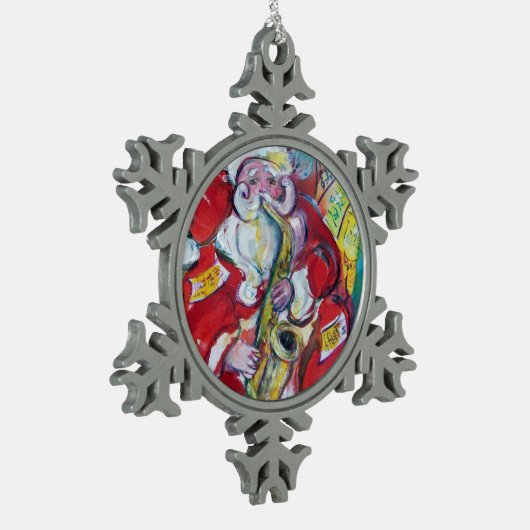 SANTA EN SAX, CHRISTMAS PARTIJ TIN SNEEUWVLOK ORNAMENT (Links)