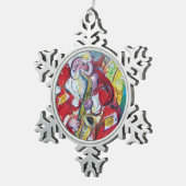 SANTA EN SAX, CHRISTMAS PARTIJ TIN SNEEUWVLOK ORNAMENT (Rechts)