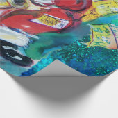 SANTA EN SAX, KERSTFEEST Night Blue Cadeaupapier (Hoek)