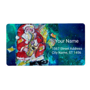 SANTA EN SAX, KERSTPARTY Blauw Etiket