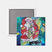 SANTA EN SAX, MUSISCHE CHRISTMAS PARTIJ MAGNEET (Voorkant / Achterkant)