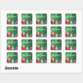 SANTA EN SChNAUZER Aangepaste KERST Vierkante Sticker (Vel)