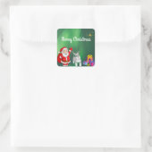 SANTA EN SChNAUZER Aangepaste KERST Vierkante Sticker (Tas)