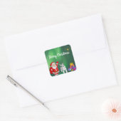 SANTA EN SChNAUZER Aangepaste KERST Vierkante Sticker (Envelop)