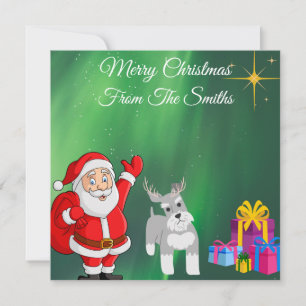 SANTA EN SCHNAUZER CUSTOM CHRISTMAS CARD KAART