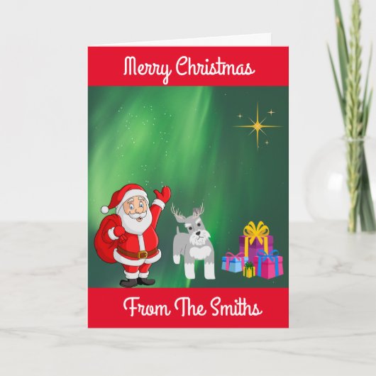SANTA EN SCHNAUZER CUSTOM CHRISTMAS CARD KAART (Voorkant)