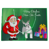 SANTA EN SCHNAUZER CUSTOM CHRISTMAS GIFT BAG GROOT CADEAUZAKJE (Voorkant)