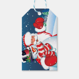 Santa en Showman Gift Label Cadeaulabel