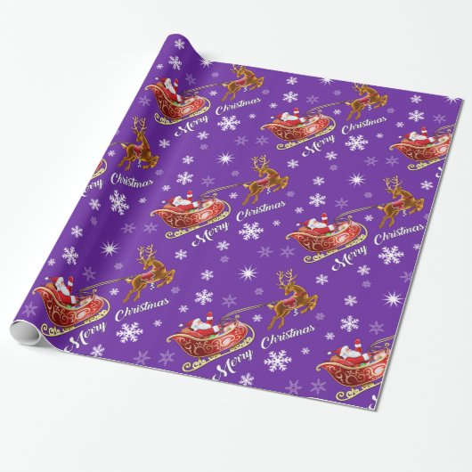 Santa- en Slaappapier. Glossy paars Cadeaupapier (Uitgerold)
