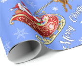 Santa- en Slaappapier. Matt blue Cadeaupapier (Rol Hoek)