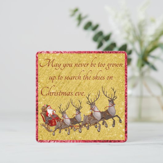 Santa- en Slaaprood- en Goudplatte Kaart (Staand voorkant)