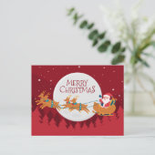 Santa en Sleigh Briefkaart (Staand voorkant)