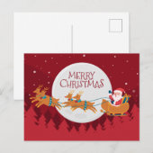 Santa en Sleigh Briefkaart (Voorkant / Achterkant)