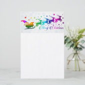 Santa en Sleigh Briefpapier (Staand voorkant)