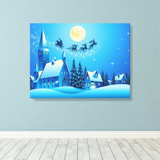 Santa en Sleigh Canvas Afdruk (Insitu (Houten vloer))